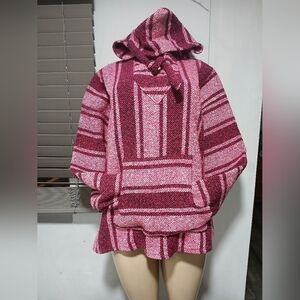 Pink and Burgundy Striped Hoodie